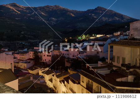 Quesada by night - beautiful medieval and historic city in the province of Jaen in Andalusia, Spain. Tourism and Travel 111986612