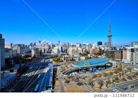 《愛知県》名古屋都市風景　名古屋栄の街並み名古屋テレビ塔とオアシス21 111986712