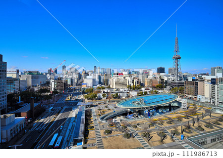 《愛知県》名古屋都市風景　名古屋栄の街並み名古屋テレビ塔とオアシス21 111986713
