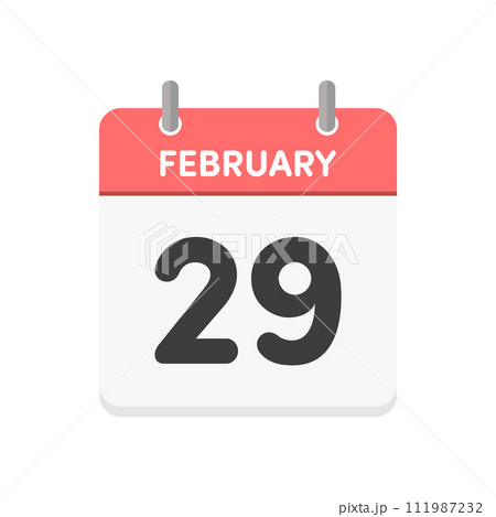 2月29日･FEBRUARY 29th の日めくりカレンダーのアイコン - うるう年のイメージ素材 111987232