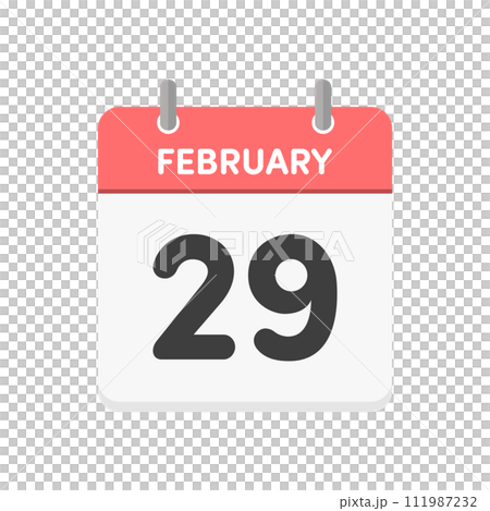 2月29日･FEBRUARY 29th の日めくりカレンダーのアイコン - うるう年のイメージ素材 111987232