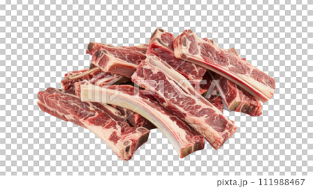 Raw Beef Short Ribs Isolated on White Background 111988467