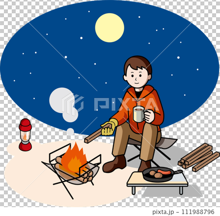 晚上露營的男人 111988796