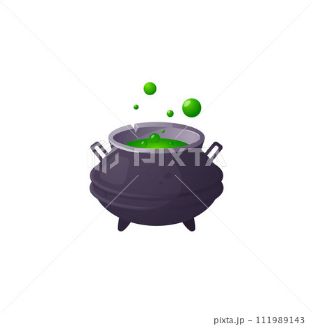 Witchcraft potion in cauldron, cartoon vector illustration isolated on white Witchcraft potion in cauldron, cartoon vector illustration isolated on white 111989143