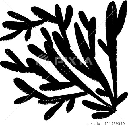 Simple Chalk Grunge Branch with Oval Leaves Simple Chalk Grunge Branch with Oval Leaves 111989330
