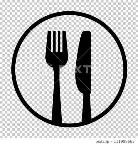 刀和叉剪影圖標 111989665