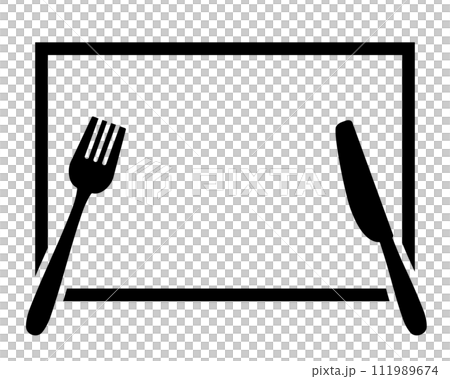 桌布上設定的刀叉輪廓圖標 111989674