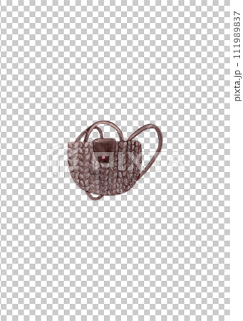 Woven bag. Traveler's backpack. Watercolor cartoon Woven bag. Traveler's backpack. Watercolor cartoon 111989837