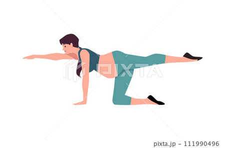 Pregnant woman in yoga balance pose vector illustration 111990496