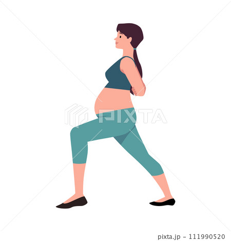 Vector illustration of a pregnant woman doing yoga. 111990520