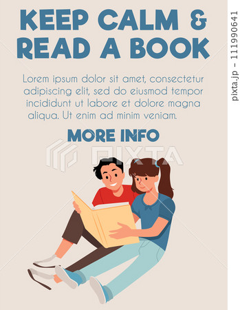 Couple enjoying book together vector poster Couple enjoying book together vector poster 111990641