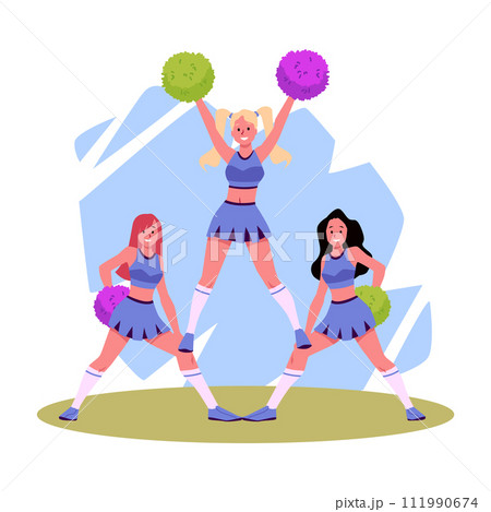 Cheerleader team lift performance vector 111990674