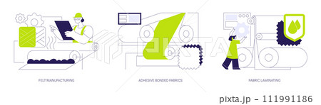 Fabrics production abstract concept vector illustrations. Fabrics production abstract concept vector illustrations. 111991186