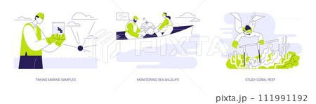 Marine biologist abstract concept vector illustrations. 111991192