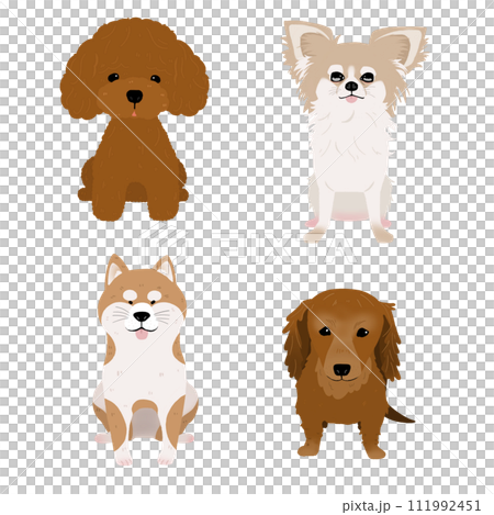 簡單可愛的狗狗手繪插畫套裝1 111992451