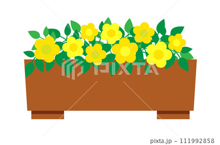 プランターに入った黄色の花のイラスト 111992858