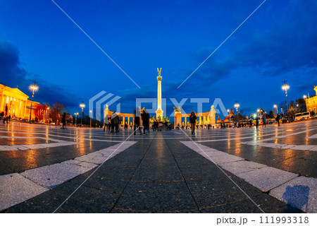 Heroes' Square at night. Budapest, Hungary Heroes' Square at night. Budapest, Hungary 111993318