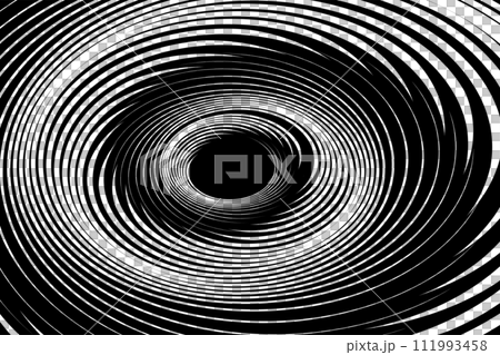Vortex Whirl Movement Design. Abstract Textured Black and White Background. Vector art. 111993458