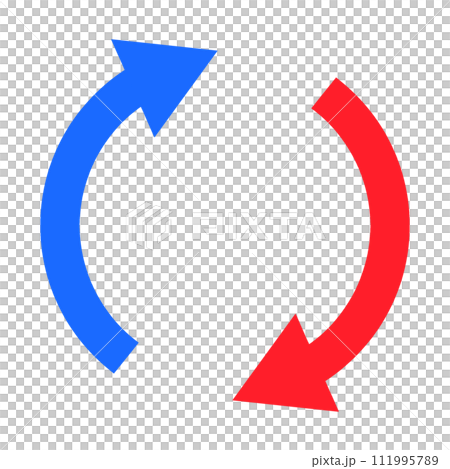 blue and red rotating arrows blue and red rotating arrows 111995789