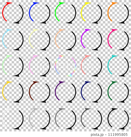 Set of 25 ultra-fine black and colorful rotating arrows 111995805