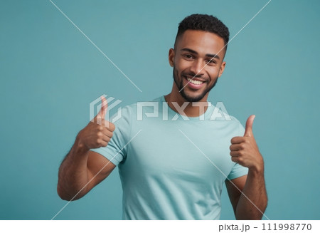 AI-generated content. Positive Man Double Thumbs Up 111998770