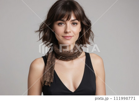 AI-generated content. Elegant Woman with Scarf 111998771
