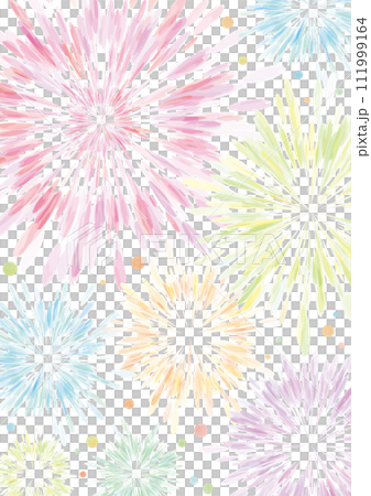 水彩風格色彩繽紛美麗的煙火背景-垂直 111999164