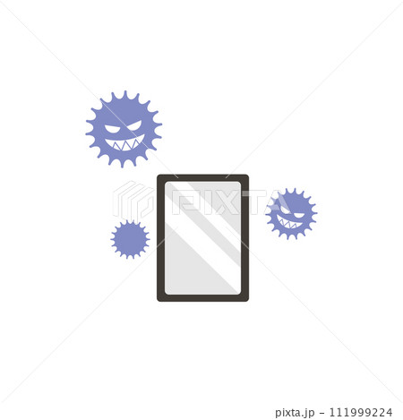 コンピュータウイルス感染したモバイル端末　シンプルなイメージイラスト素材 111999224