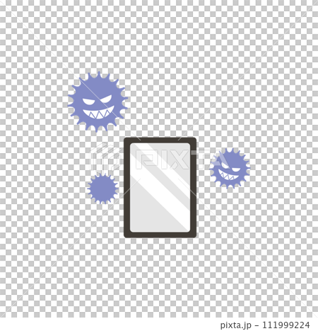 コンピュータウイルス感染したモバイル端末　シンプルなイメージイラスト素材 111999224