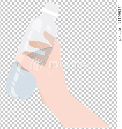 一手拿著塑膠瓶水的向量圖 111999384
