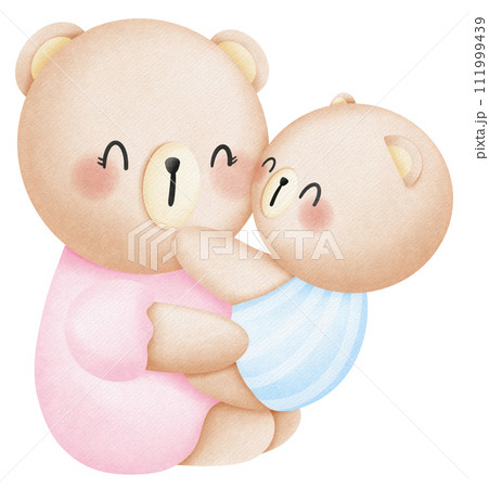 Teddy Bear Mother and boy in hand 111999439