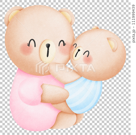 Teddy Bear Mother and boy in hand 111999439