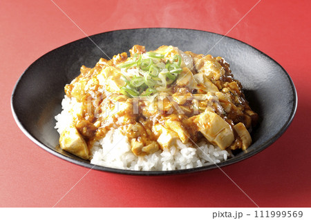 お豆腐たっぷりの長葱乗せ熱々麻婆丼 111999569