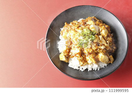 お豆腐たっぷりの長葱乗せ熱々麻婆丼 お豆腐たっぷりの長葱乗せ熱々麻婆丼 111999595