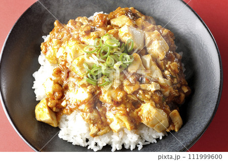 お豆腐たっぷりの長葱乗せ熱々麻婆丼 お豆腐たっぷりの長葱乗せ熱々麻婆丼 111999600
