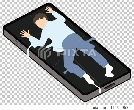 スマホ依存の男性 111999682