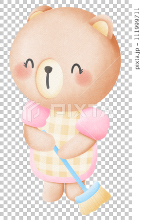 Teddy bear cleaning house, 111999711