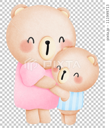 Teddy bear take hug, Mom and boy hug 111999713