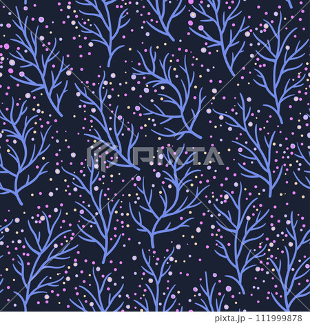 Seamless pattern with cute doodle floral elements. Hand drawn print for textile and design. Colorful vector illustration 111999878