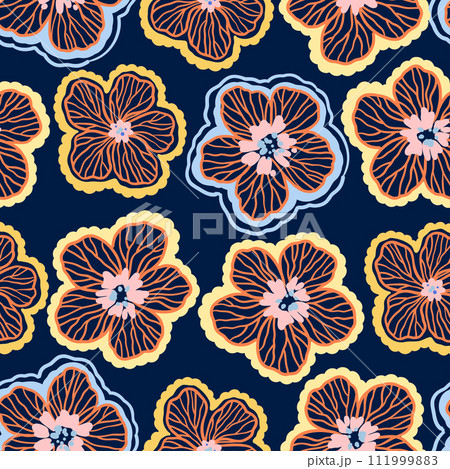 Seamless pattern with doodle floral elements. Vector illustration Seamless pattern with doodle floral elements. Vector illustration 111999883