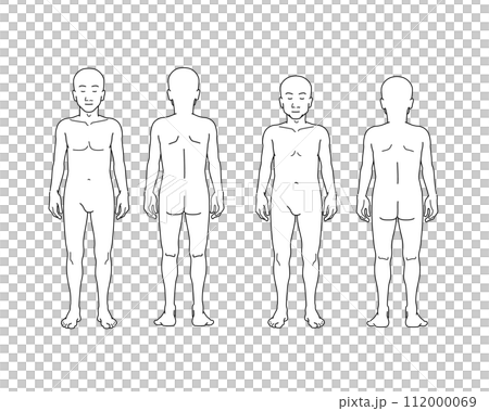 Full-body style diagrams of young men and middle-aged men - Naked/Nude Full-body style diagrams of young men and middle-aged men - Naked/Nude 112000069