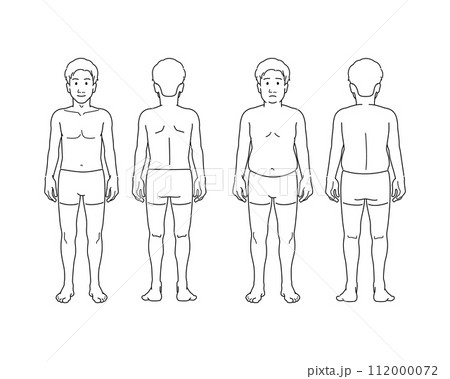 若い男性の体型違いの全身イラストセット - ビフォーアフター・ダイエット 112000072