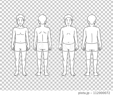 若い男性の体型違いの全身イラストセット - ビフォーアフター・ダイエット 112000072