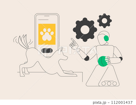 Robotic pet sitters abstract concept vector illustration. Robotic pet sitters abstract concept vector illustration. 112001437