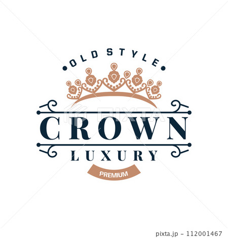 Crown logo design simple beautiful luxury jewelry king and queen princess royal templet illustration 112001467