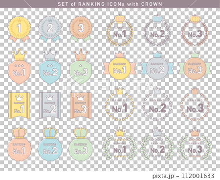 Simple and cute ranking icon set/vector material/crown/crown 112001633