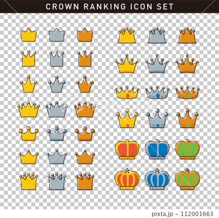 Simple and cute crown/crown ranking icon set/vector material Simple and cute crown/crown ranking icon set/vector material 112001663