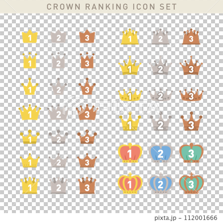 簡單可愛的皇冠/皇冠排名圖示集/向量素材 112001666
