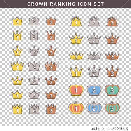 Simple and cute crown/crown ranking icon set/vector material Simple and cute crown/crown ranking icon set/vector material 112001668