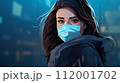 マスクをした綺麗な女性のイラスト 112001702